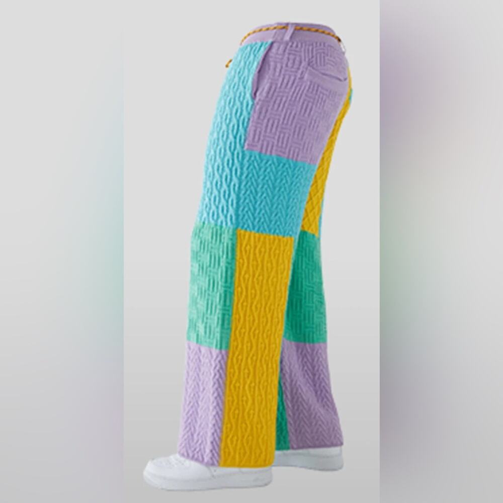 Hip-ware DOODLE NEST-2 Colorful Patchwork Wide Leg Pants size XL NWT - Picture 4 of 7